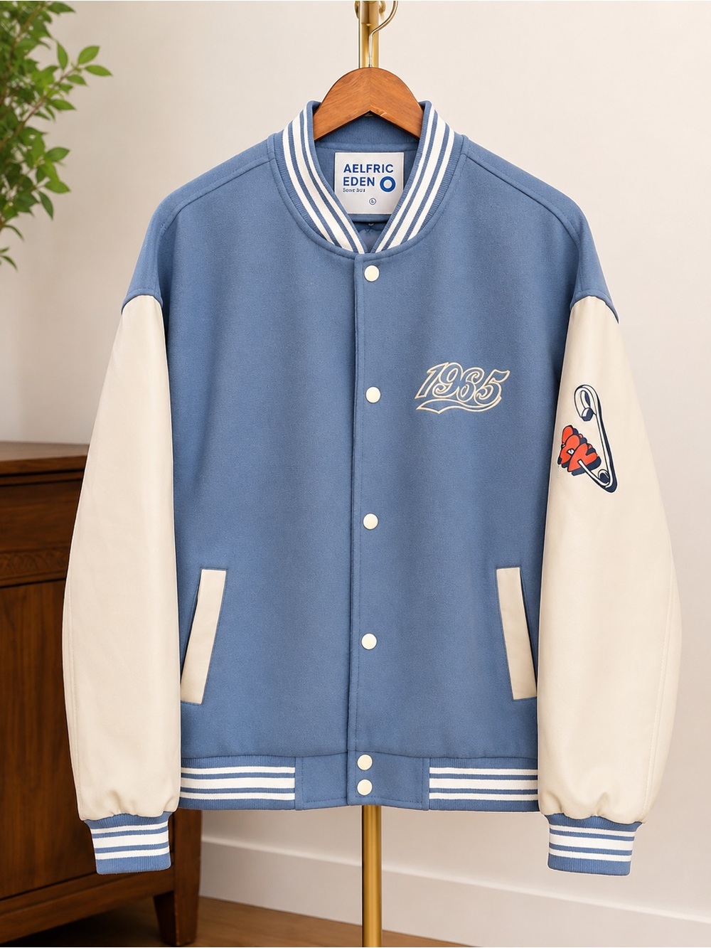 Aelfric Eden Blue & Cream 1965 Varsity Jacket Unisex M